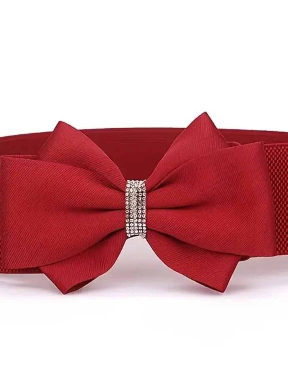 Red Bow Waist Belt with Rhinestone Accent